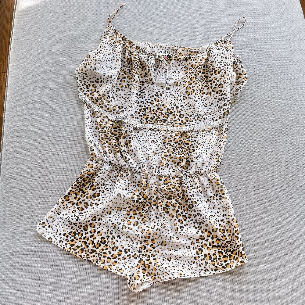 Victoria's Secret White Leopard Print Romper